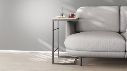 Столик приставний Террі Ferrum-decor 650x440x330 Чорний метал ДСП Дуб Сонома 16 мм (FRD-104651)