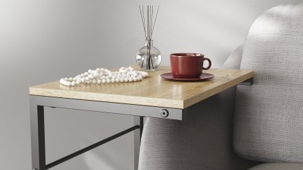 Столик приставний Террі Ferrum-decor 650x440x330 Чорний метал ДСП Дуб Сонома 16 мм (FRD-104651)