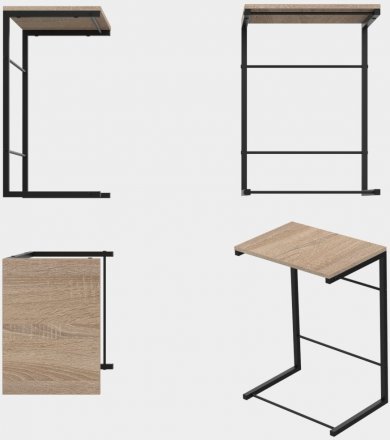 Столик приставний Террі Ferrum-decor 650x440x330 Чорний метал ДСП Дуб Сонома 16 мм (FRD-104651)