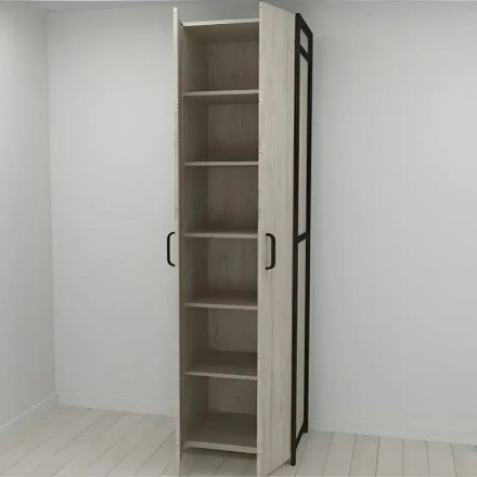 Шафа Гардероб Уні секція 7 серії Конект Ferrum-decor 220x60x50см Чорний метал ДСП Білий 16 мм (FRD-104559)