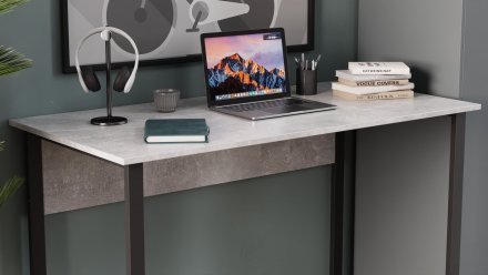 Стіл письмовий Курт Ferrum-decor 75x140x70 Чорний метал ДСП Бетон 16 мм (FRD-106645)