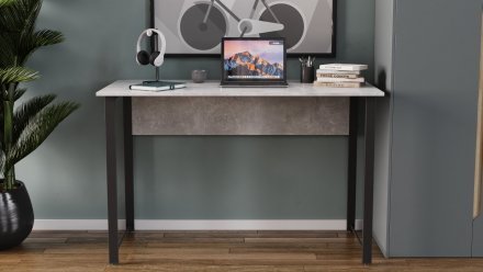 Стіл письмовий Курт Ferrum-decor 75x140x70 Чорний метал ДСП Бетон 16 мм (FRD-106645)