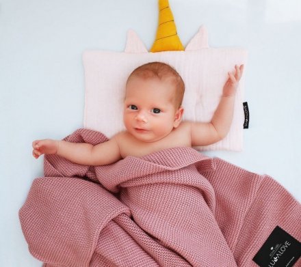 Подушка-єдиноріг муслінова 20x30 см Powder Pink lullalove-7521