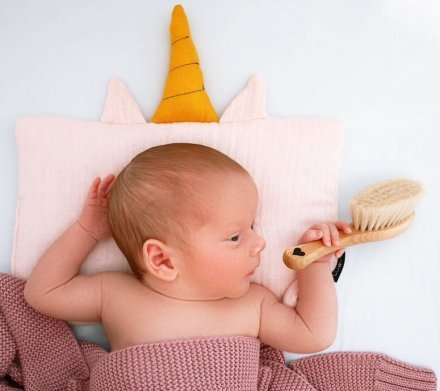 Подушка-єдиноріг муслінова 20x30 см Powder Pink lullalove-7521