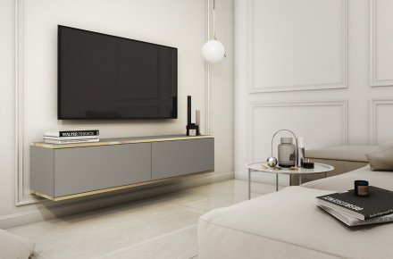 Тумба під телевізор навісна Perfect Home Оро / Oro 2-дверна RTV135 Сірий (PFH-091350)