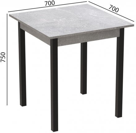 Стіл кухонний Ferrum-decor Дієго 75x70x70 Чорний ДСП Бетон 16мм (FRD-105575)