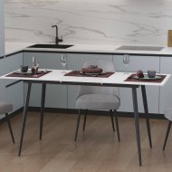 Стіл кухонний розкладний Данді на конусних ногах Ferrum-decor 75x120 160)x60 Чорний метал ДСП Білий 16 мм (FRD-106775) Стіл кухонний розкладний Данді на конусних ногах Ferrum-decor 75x120 160)x60 Чорний метал ДСП Білий 16 мм (FRD-106775)