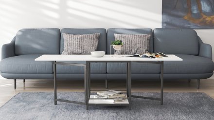Стіл журнальний трансформер Куб Комбо Ferrum-decor 540x532x500 Чорний метал ДСП Біле 16 мм (FRD-105150)