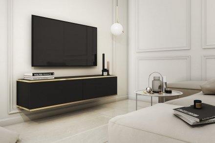 Тумба під телевізор навісна Perfect Home Оро / Oro 2-дверна RTV135 Чорний (PFH-091352)