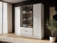 Гардеробна / шафа для одягу Perfect Home Келлі / Kelly 4DRM 4-дверна з центральними прозорими дверцятами та додатковими полицями Кашемір (PFH-091898)