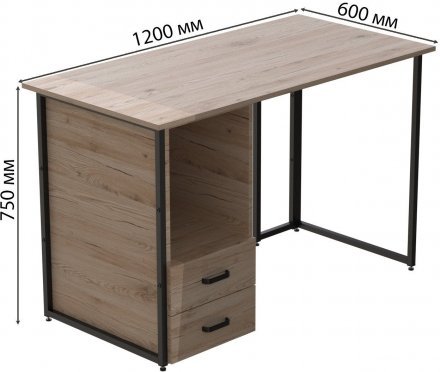 Комп'ютерний стіл Ferrum-decor Отто 75x120x60 чорний ДСП Дуб Сан-Марино 16мм (FRD-103574)