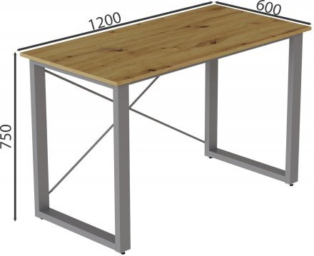 Письмовий стіл Ferrum-decor Драйв 750x1200x600 Сірий метал ДСП Дуб Артизан 16 мм (FRD-103120)