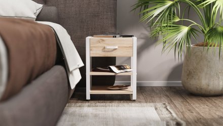 Тумба універсальна Ferrum-decor Вів'єн 1/2 50x41x40 білий ДСП Дуб Сан-Марино 16мм (FRD-104128)