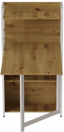 Стіл книжка з етажеркою Практик 1 Ferrum-decor 1200x640x990 Білий метал ДСП Дуб Артизан 16 мм (FRD-104623)