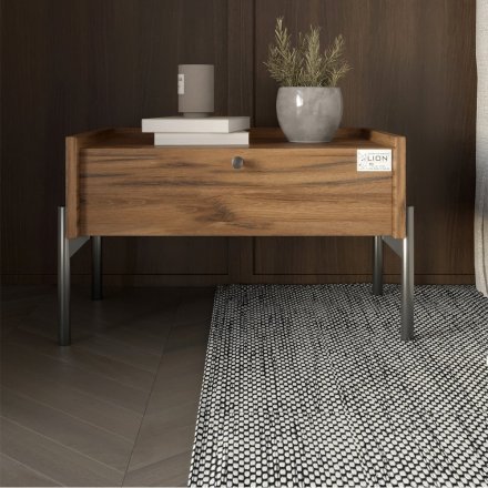 Тумба приліжкова LION Wood з однією шухлядою Дуб Ліворно (чорні ножки) (LION-041319) Тумба приліжкова LION Wood з однією шухлядою Дуб Ліворно (чорні ножки) (LION-041319)