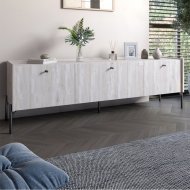 Тумба під телевізор на 3 шухляди LION Wood з чорними ніжками 160х65х40 см Самоа Димчастий (LION-043104) Тумба під телевізор на 3 шухляди LION Wood з чорними ніжками 160х65х40 см Самоа Димчастий (LION-043104)
