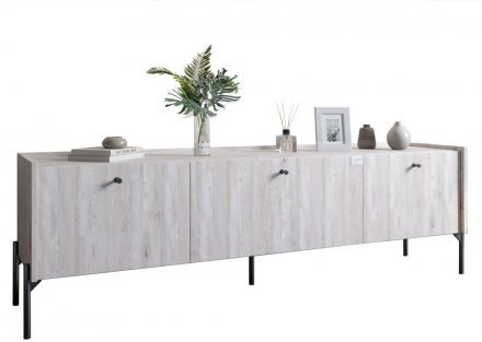 Тумба під телевізор на 3 шухляди LION Wood з чорними ніжками 160х65х40 см Самоа Димчастий (LION-043104) Тумба під телевізор на 3 шухляди LION Wood з чорними ніжками 160х65х40 см Самоа Димчастий (LION-043104)