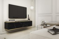 Тумба під телевізор навісна Perfect Home Оро / Oro 2-дверна RTV135 Чорний мармур роял (PFH-091358)