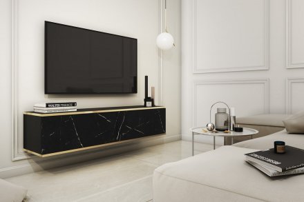 Тумба під телевізор навісна Perfect Home Оро / Oro 2-дверна RTV135 Чорний мармур роял (PFH-091358) Тумба під телевізор навісна Perfect Home Оро / Oro 2-дверна RTV135 Чорний мармур роял (PFH-091358)