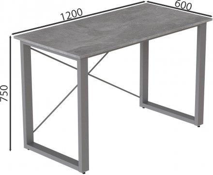 Письмовий стіл Ferrum-decor Драйв 750x1200x600 Сірий метал ДСП Бетон 16 мм (FRD-103121)