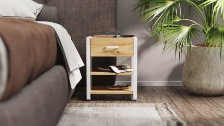 Тумба універсальна Ferrum-decor Вів'єн 1/2 50x41x40 білий ДСП Дуб Артизан 16мм (FRD-104129)