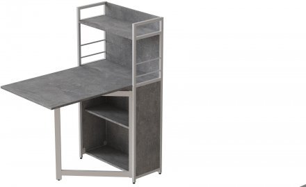 Стіл книжка з етажеркою Практик 1 Ferrum-decor 1200x640x990 Білий метал ДСП Бетон 16 мм (FRD-104624)