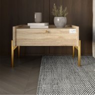 Тумба приліжкова LION Wood з однією шухлядою Дуб Сонома (золоті ножки) (LION-041320) Тумба приліжкова LION Wood з однією шухлядою Дуб Сонома (золоті ножки) (LION-041320)