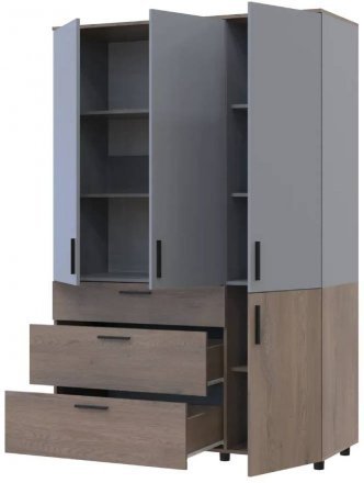 Шафа для одягу Doros Торн Кремона Канноло/Сірий 3 ДСП/3Ш (полиці) 135х51.6х200 (DRS-012048) Шафа для одягу Doros Торн Кремона Канноло/Сірий 3 ДСП/3Ш (полиці) 135х51.6х200 (DRS-012048)