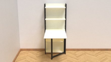 Стіл книжка з етажеркою Практик 2 Ferrum-decor 1555x640x990 Чорний метал ДСП Біле 16 мм (FRD-104625)