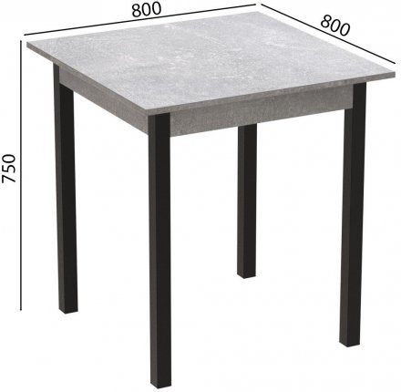 Стіл кухонний Ferrum-decor Дієго 75x80x80 Чорний ДСП Бетон 16мм (FRD-105578)