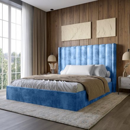 Двоспальне ліжко з підйомним механізмом LION Ніно 180x200 см SILK 503 Темно-синій (LION-045035)