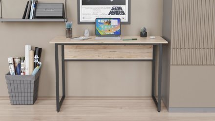 Письмовий стіл із ящиками Ferrum-decor Оскар 750x1400x600 метал Чорний ДСП Бетон 16 мм (FRD-103240)