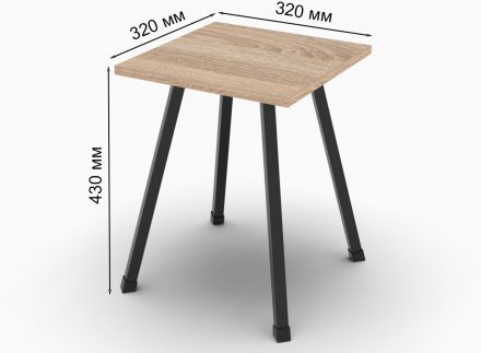 Табурет кухонний Ferrum-decor 430x320x320 Чорний метал ДСП Дуб Сонома 16 мм (FRD-104640)