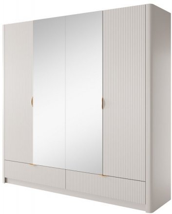 Шафа для одягу Perfect Home Ланте / Lante 4-дверна з дзеркалом і золотими ручками 4D2S/213 Беж (PFH-091124)