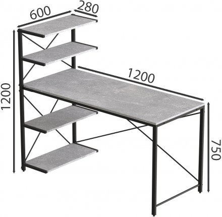Комп'ютерний стіл Ferrum-decor Джек 75x140x60 Чорний ДСП Бетон (FRD-104406)