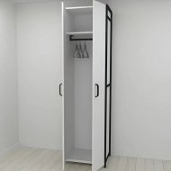 Шафа Гардероб Уні секція 6 серії Конект Ferrum-decor 220x60x50см Чорний метал ДСП Білий 16 мм (FRD-104571)