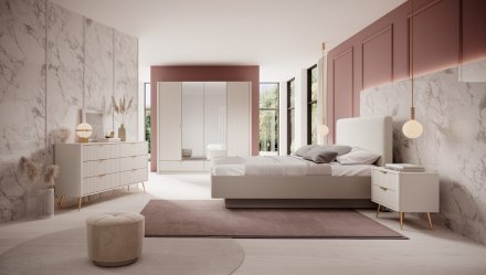 Ліжко (каркас) Perfect Home Ланте / Lante 160 з м'яким ізголів'ям Беж (PFH-091125)