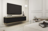 Тумба під телевізор навісна Perfect Home Оро / Oro 2-дверна RTV135 MDF Чорний (PFH-091355)
