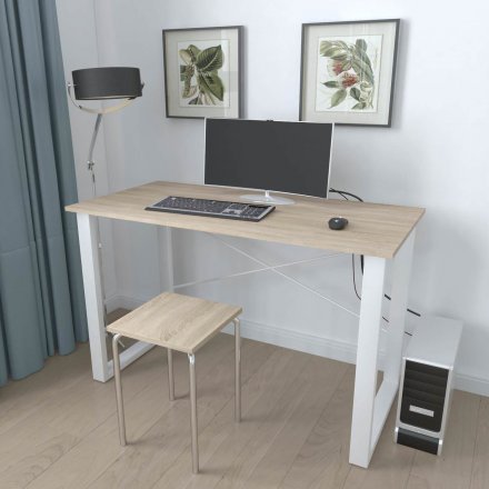 Письмовий стіл Ferrum-decor Драйв 750x1200x600 Білий метал ДСП Дуб Сонома 16 мм (FRD-103125)
