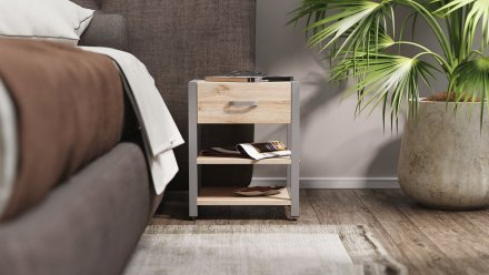 Тумба універсальна Ferrum-decor Вів'єн 1/2 50x41x40 сірий ДСП Дуб Сан-Марино 16мм (FRD-104134)