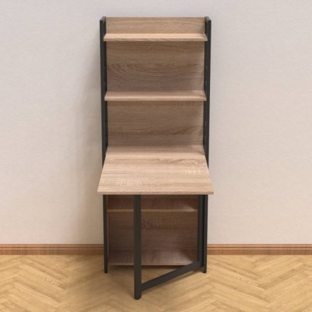 Стіл книжка з етажеркою Практик 2 Ferrum-decor 1555x640x990 Чорний метал ДСП Дуб Сонома 16 мм (FRD-104628)
