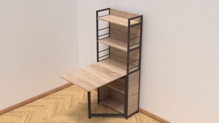 Стіл книжка з етажеркою Практик 2 Ferrum-decor 1555x640x990 Чорний метал ДСП Дуб Сонома 16 мм (FRD-104628)