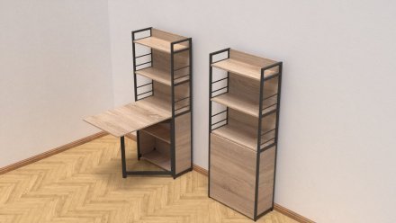 Стіл книжка з етажеркою Практик 2 Ferrum-decor 1555x640x990 Чорний метал ДСП Дуб Сонома 16 мм (FRD-104628)