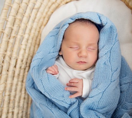 Плед плетений Premium Merino 80x100 см Baby Blue lullalove-0654