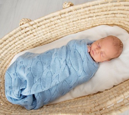 Плед плетений Premium Merino 80x100 см Baby Blue lullalove-0654