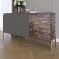 Комод закритий у вітальню на золотих металевих ніжках LION Грей 154x38x76,5 см Антрацит/Дерево (LION-041833)