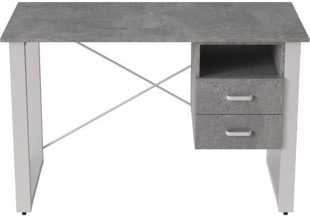 Письмовий стіл із ящиками Ferrum-decor Оскар 750x1400x600 метал Білий ДСП Бетон 16 мм (FRD-103247)