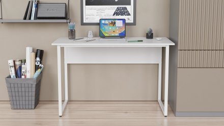 Письмовий стіл із ящиками Ferrum-decor Оскар 750x1400x600 метал Білий ДСП Бетон 16 мм (FRD-103247)