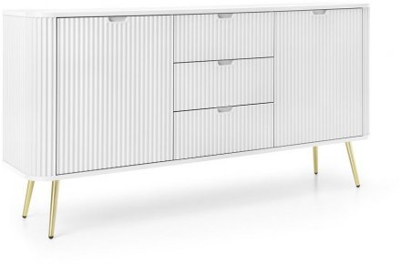 Комод Perfect Home Зова / Zova 2-дверний з 3 шухлядами і золотими ніжками KSZ168 Білий (PFH-091280)