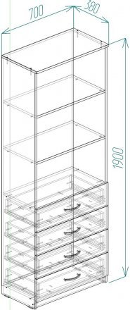 Шафа Анжело Ferrum-decor на 3 полиці з 4 ящики 1900x700x380 ДСП Дуб Сонома 16 мм (FRD-105022) Шафа Анжело Ferrum-decor на 3 полиці з 4 ящики 1900x700x380 ДСП Дуб Сонома 16 мм (FRD-105022)